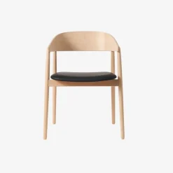 Andersen Furniture AC2 Stol Hvidpigmenteret Mat Lakeret Bøg Sort Læder