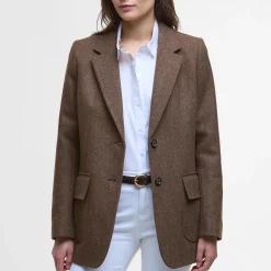 Barbour Elm Tailored Wool Blazer Military Brown