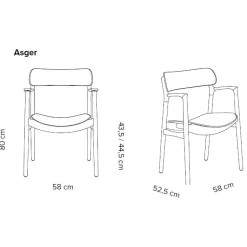 Bent Hansen Asger Spisebordsstol Eg/Olie Sort Zenso 2 Læder