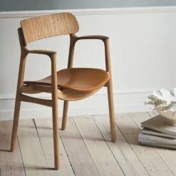 Bent Hansen Asger Spisebordsstol Eg/Olie Cognac Zenso 2 Læder