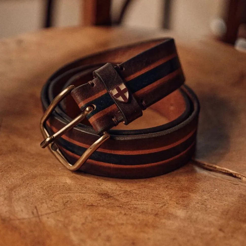 Blue De Génes Tino Belt Brown Stripe
