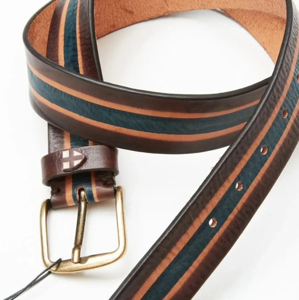 Blue De Génes Tino Belt Brown Stripe