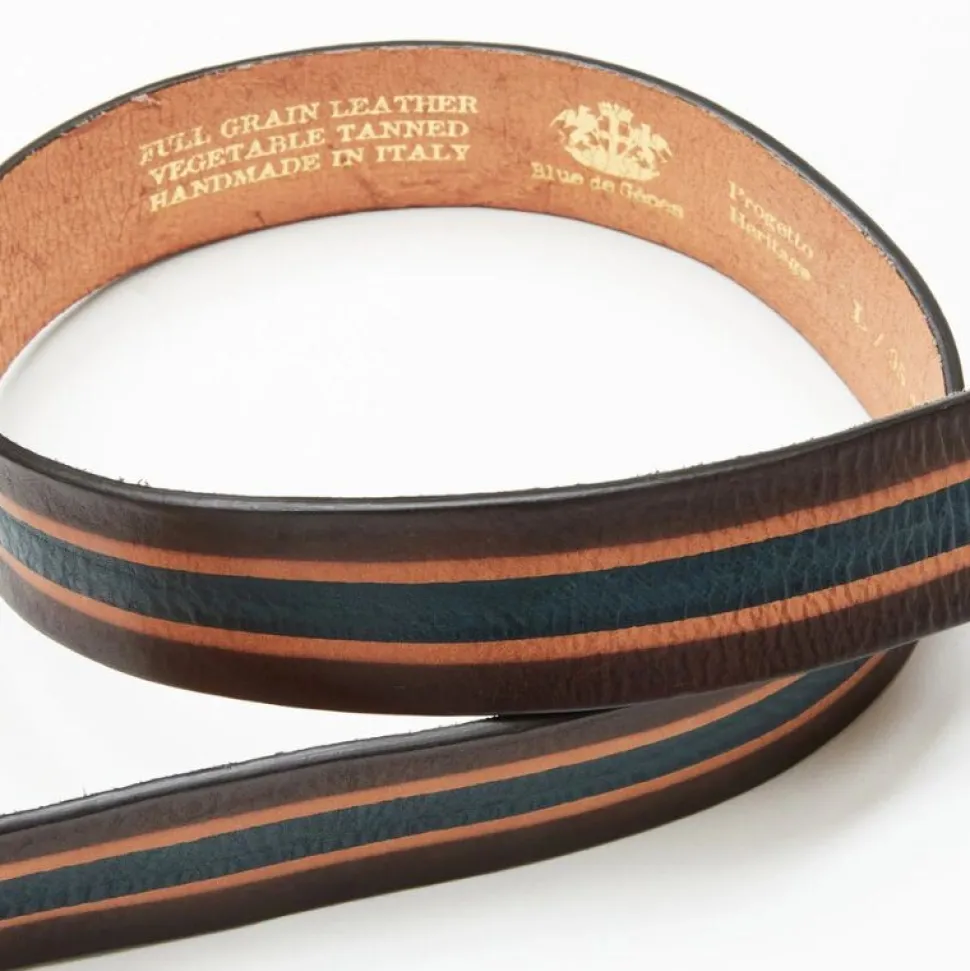 Blue De Génes Tino Belt Brown Stripe