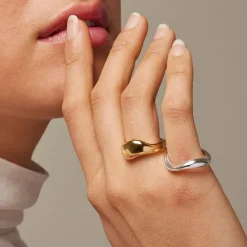 Enamel Copenhagen Ring Agnete Large Gold-Plated