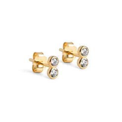 Enamel Copenhagen Studs Twin CZ Gold-Plated