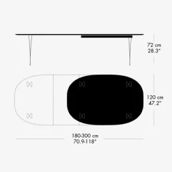 Fritz Hansen Super-Ellipse Bord Med Udtræk B619