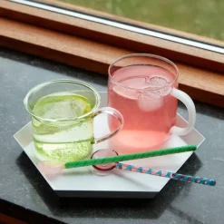 HAY Borosilicate Mug Pink With White Handle 2 stk.