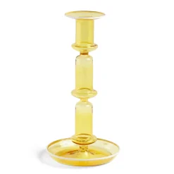 HAY Flare Candleholder Tall Yellow With White Rim