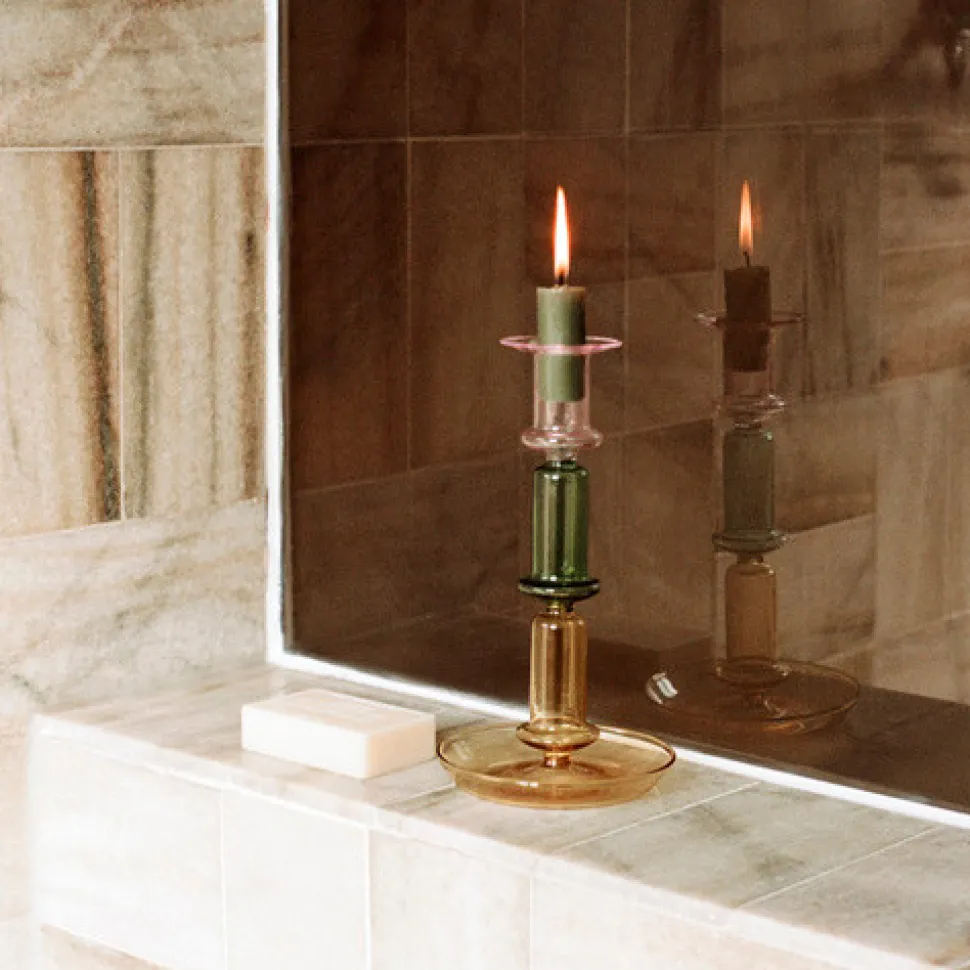 HAY Flare Rainbow Candleholder Pink/Green/Yellow