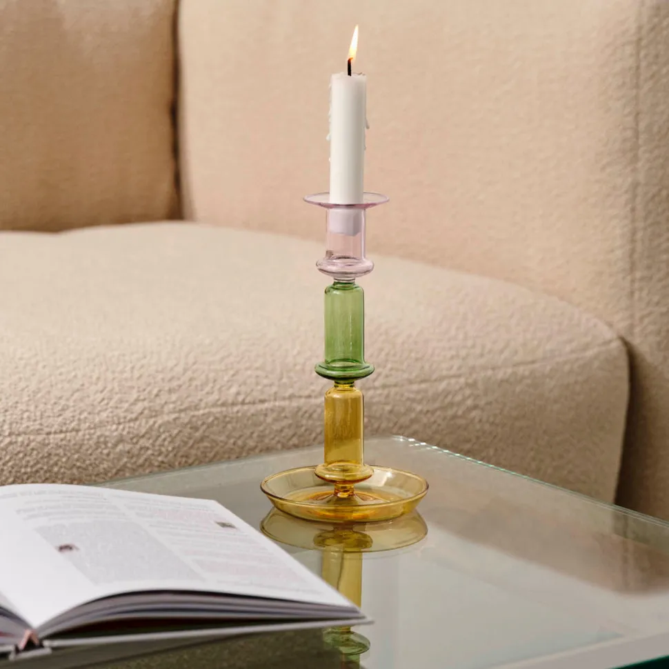 HAY Flare Rainbow Candleholder Pink/Green/Yellow