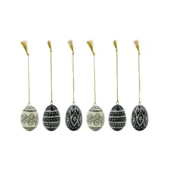 House Doctor Easter Egg Ornament 6 Pieces Black/Off-White Ø5