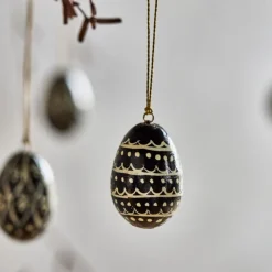 House Doctor Easter Egg Ornament 6 Pieces Black/Off-White Ø5