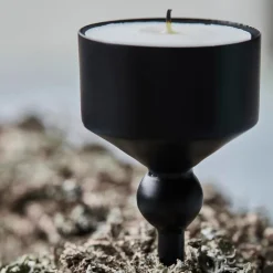 House Doctor Folk Candle Holder Black Low