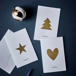 House Doctor Glitr Cards With Envelope Greeting White/Golden