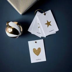 House Doctor Glitr Gift Tags White/Golden