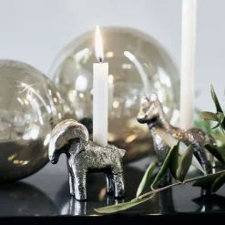 House Doctor Ram Candle Holder Antique Silver