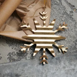 House Doctor Tin Plate Ice Crystal Ornament Antique Gold