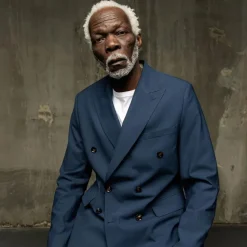 Mos Mosh Gallery Lui Dynamic Luxe Double-Breasted Blazer Navy