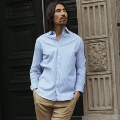 Mos Mosh Gallery Marco Oxford Stripe Shirt Light Blue