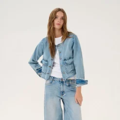 My Essential Wardrobe Dango Short Jacket Light Blue Retro Wash