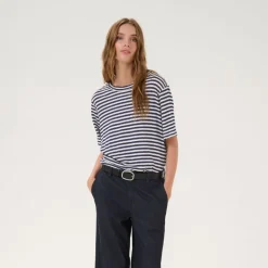 My Essential Wardrobe Lisa Striped Tee Dark Sapphire Blue Stripe