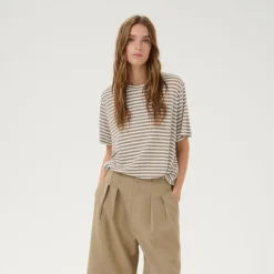 My Essential Wardrobe Lisa Striped Tee Major Brown Striped