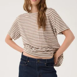 My Essential Wardrobe Lisa Striped Tee Major Brown Striped