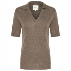 My Essential Wardrobe Polly Polo Blouse Major Brown Melange