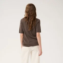 My Essential Wardrobe Polly Polo Blouse Major Brown Melange