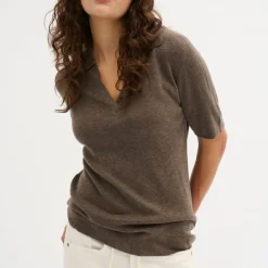 My Essential Wardrobe Polly Polo Blouse Major Brown Melange