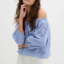 My Essential Wardrobe Skye Blouse Delft Blue Striped