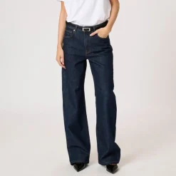 My Essential Wardrobe The Louis High Wide Jeans Dark Blue Un-Wash