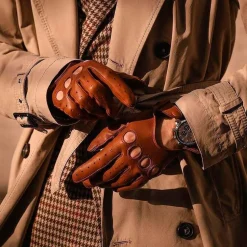 RHANDERS Frederik Leather Gloves Cognac