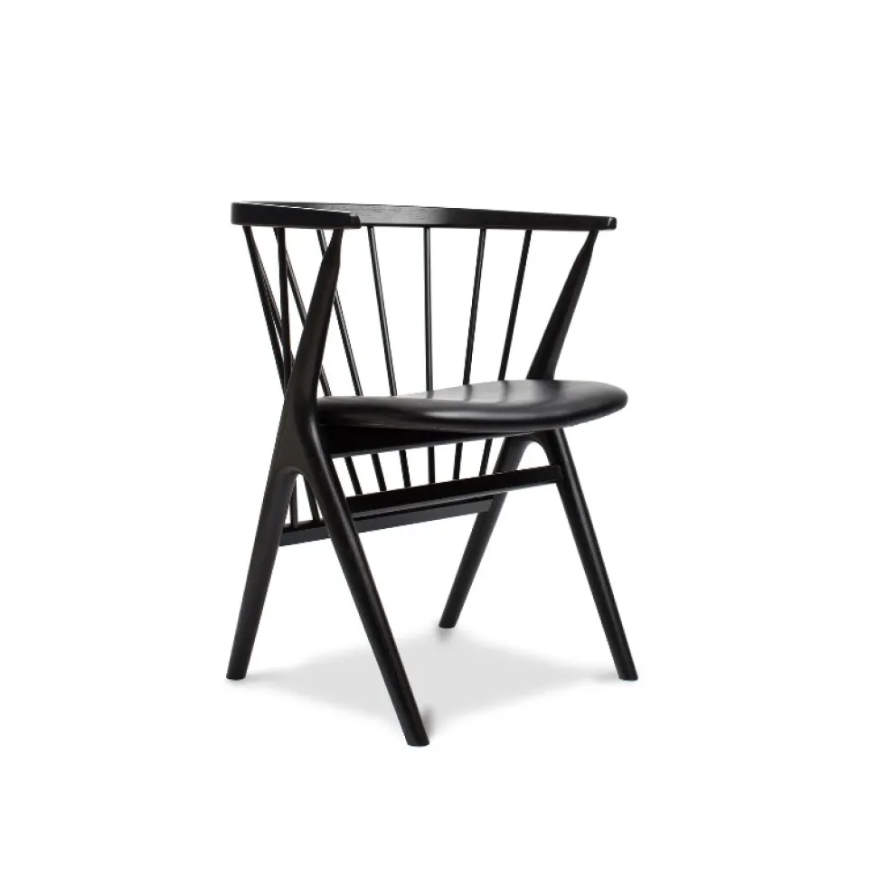 Sibast Furniture No 8 Chair Sortlakeret Eg Sort Saga Læder