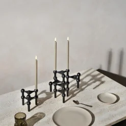 STOFF Nagel Candle Holder Set With 3 Black