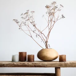 Tell Me More Lyric Candleholder Small Dark Brown