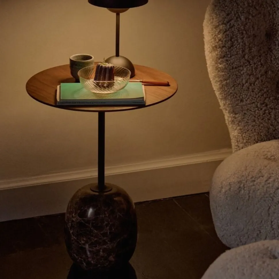 &Tradition LN8 Lato Bord Warm Black/Valnød Ø40 cm