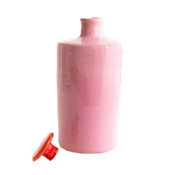Val Pottery Carlota Bottle Pink/Red Lid