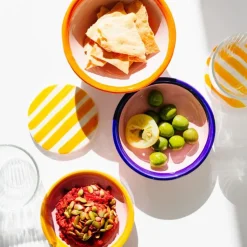 Val Pottery Crew Coasters Yellow Stripes