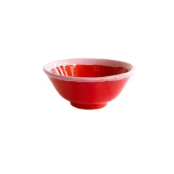 Val Pottery Inez Bowl Red/Pink Edge