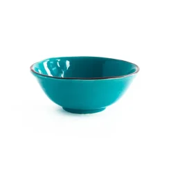 Val Pottery Inez Bowl Turquoise/Dark Red Line