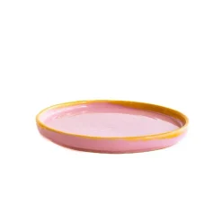 Val Pottery Jose Plate Pink/Yellow Edge
