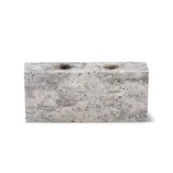 Wabi Sabi Nordic Epode Lysestage (2) Travertin Silver