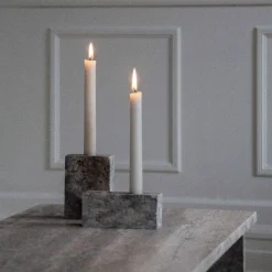 Wabi Sabi Nordic Epode Lysestage (2) Travertin Silver