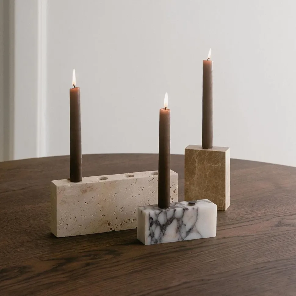 Wabi Sabi Nordic Epode Lysestage (4) Travertin