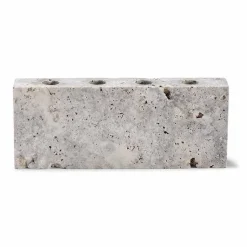 Wabi Sabi Nordic Epode Lysestage (4) Travertin Silver