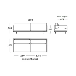 Wendelbo Maho 3 Pers. Sofa Navona 02