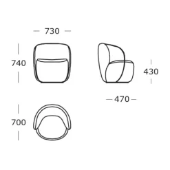 Wendelbo Ovata Loungestol Lille Cuddle Col. 04